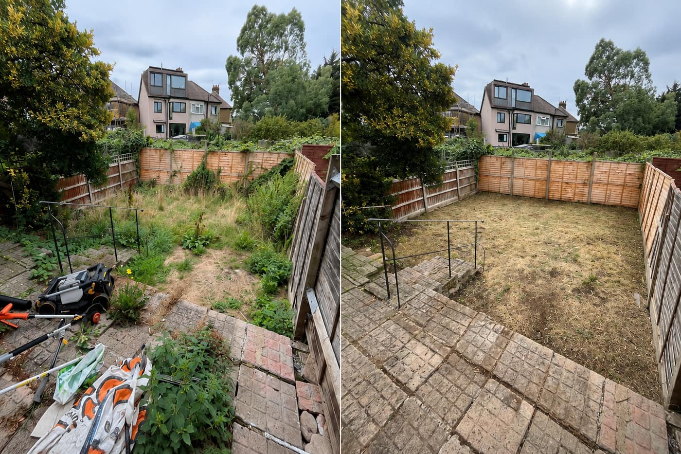 Half day garden clearance in Hackney before and after