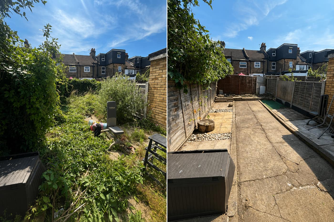 Half day garden clearance in Hackney before and after