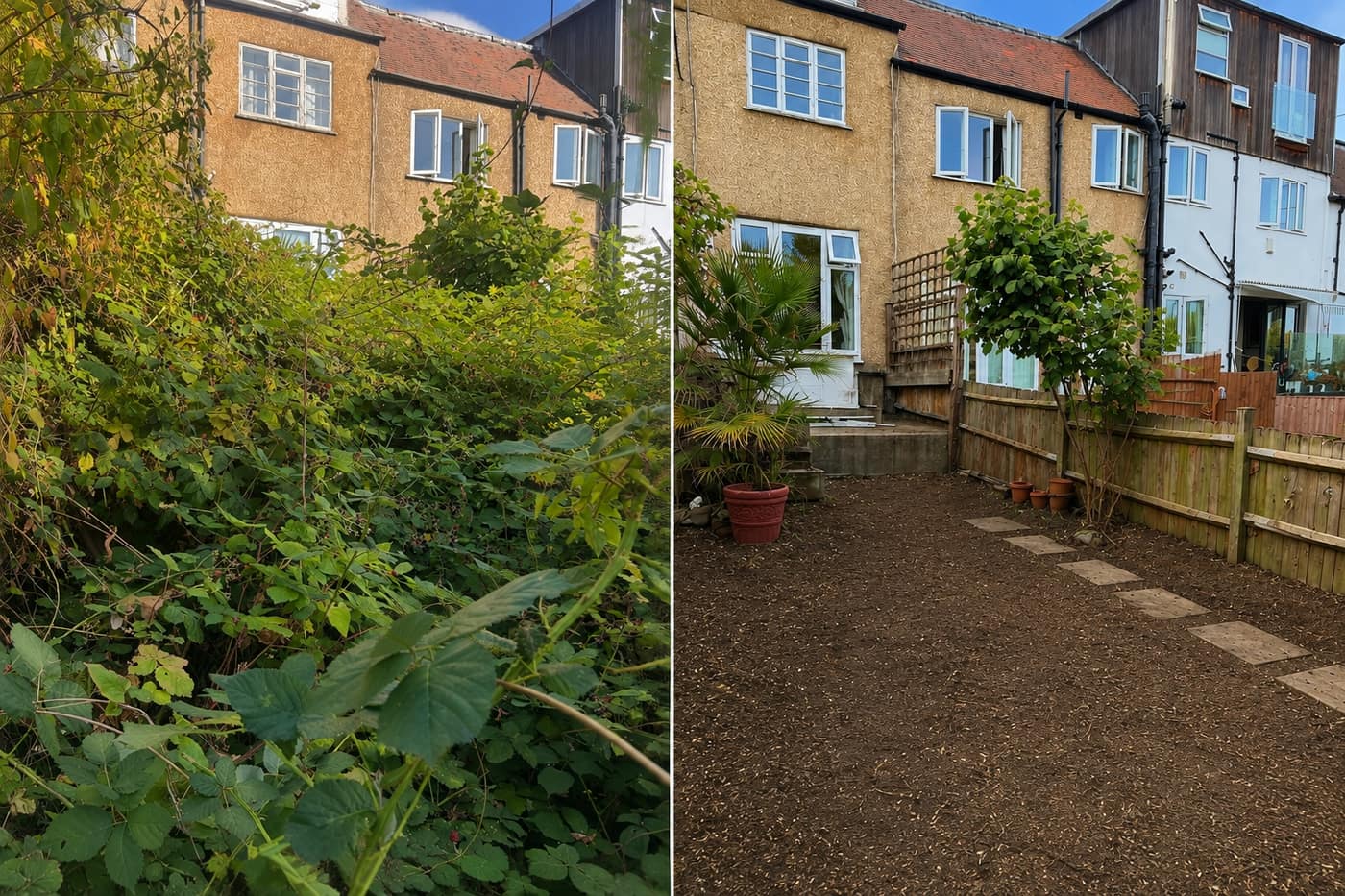 Full day garden clearance in Hackney before and after